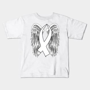 Winged Awareness Ribbon (White) Kids T-Shirt